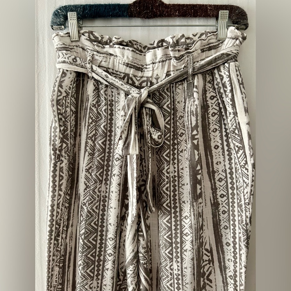 Printed Tie-Waist Women’s Linen Pants